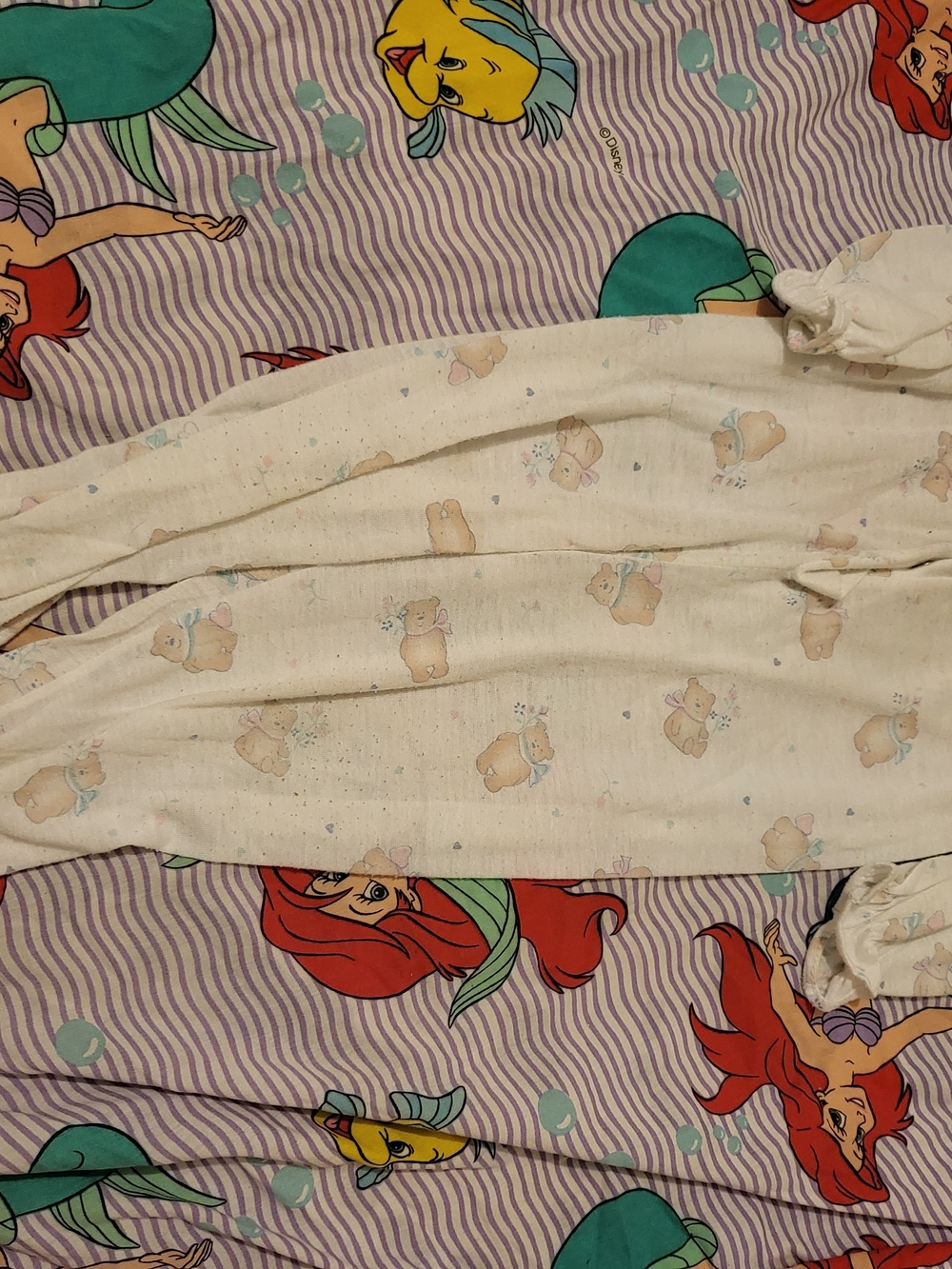 Vintage Nite Lees Girls 2t Pastel Brown Bear Footed Pajamas